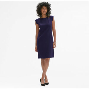 MM LaFleur The Sarah Shift Dress Crepe Short Sleeve Boat Neck Deep Indigo 1X